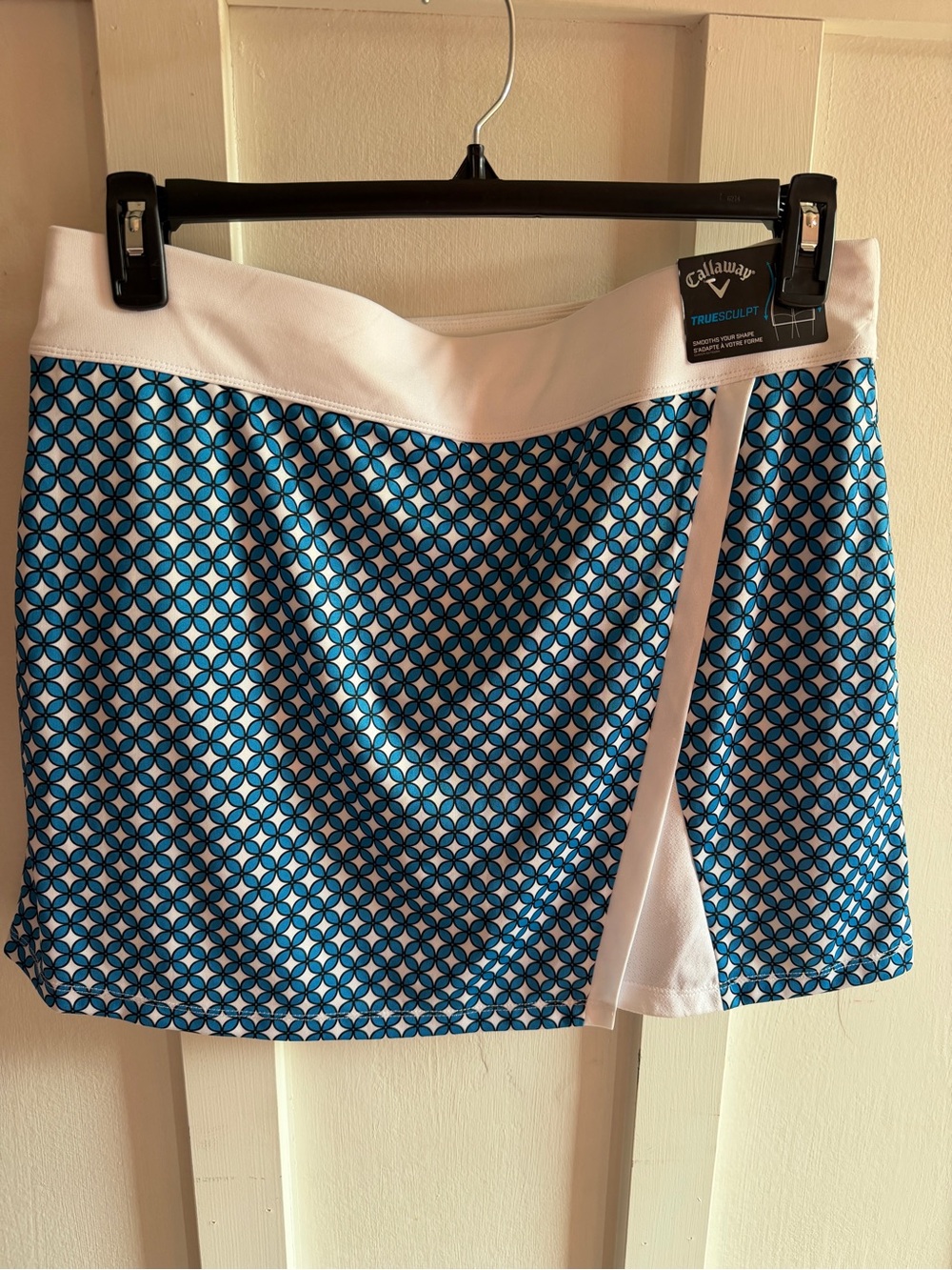 Callaway Blue and White Geometric Print Women's tru sculpt Golf Skort L